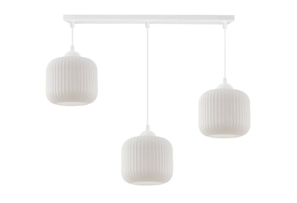 RIFFEL HÄNGLAMPA VIT 3-PLAT LAMPSKÄRM VIT CYLINDER E27