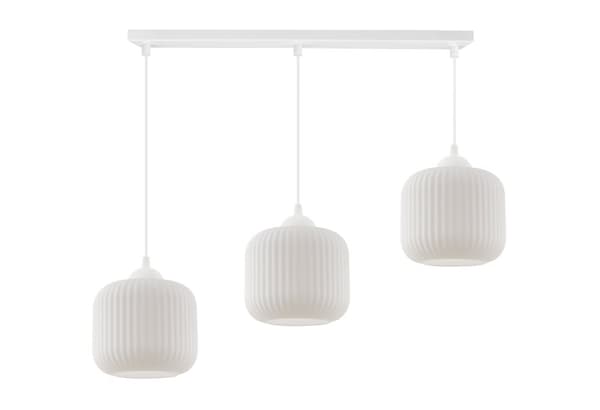 RIFFEL HÄNGLAMPA VIT 3-PLAT LAMPSKÄRM VIT CYLINDER E27