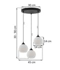 Miniatyrbillede 6 af 7: RIFLE HÆNGELAMPE SORT 3-FLASH LAMPE HVID KUGL E27
