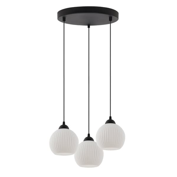 RIFLE HÆNGELAMPE SORT 3-FLASH LAMPE HVID KUGL E27