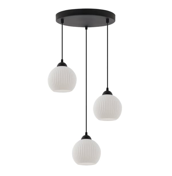 RIFLE HÆNGELAMPE SORT 3-FLASH LAMPE HVID KUGL E27
