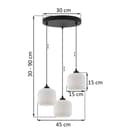 Miniatyrbild 6 av 7: RIFFEL HÄNGLAMPA SVART 3-FLATT LAMPSKÄRM VIT CYLINDER E27