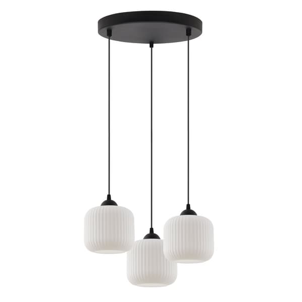 RIFFEL HÄNGLAMPA SVART 3-FLATT LAMPSKÄRM VIT CYLINDER E27