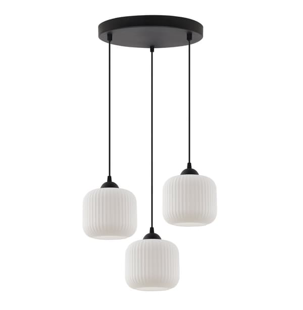 RIFFEL HÄNGLAMPA SVART 3-FLATT LAMPSKÄRM VIT CYLINDER E27