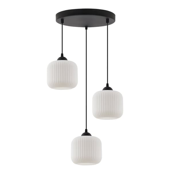 RIFFEL HÄNGLAMPA SVART 3-FLATT LAMPSKÄRM VIT CYLINDER E27