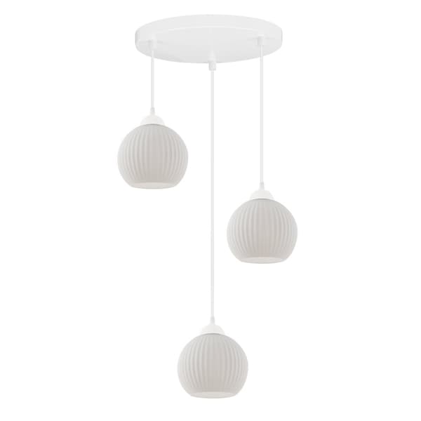 RIFFEL HÄNGLAMPA VIT 3-FLATT VIT LAMPSKÄRMBUL E27