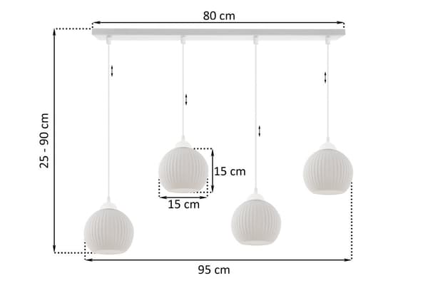 RIFFEL HÄNGLAMPA VIT 4-FLAT VIT LAMPSKÄRMBUL E27