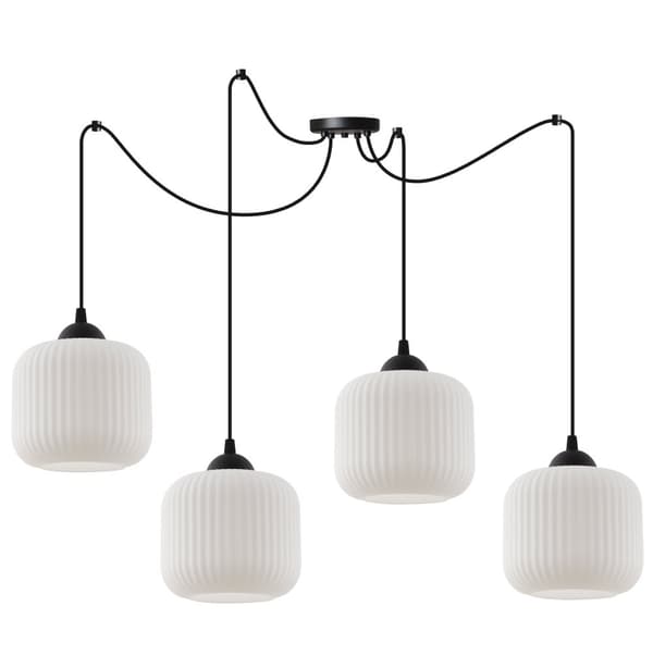 HÆNGELAMPE SPIDERRIFFEL SORT 4-FLASH LAMPE HVID CYLINDER E27