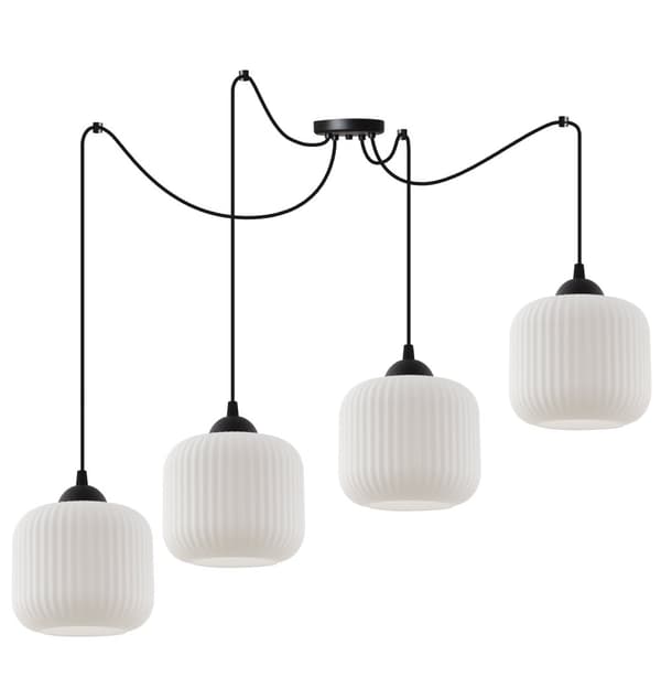 HÆNGELAMPE SPIDERRIFFEL SORT 4-FLASH LAMPE HVID CYLINDER E27