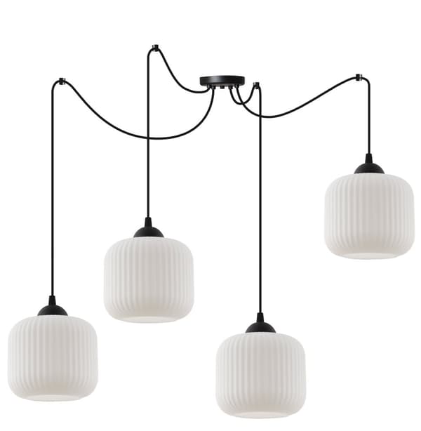 HÆNGELAMPE SPIDERRIFFEL SORT 4-FLASH LAMPE HVID CYLINDER E27