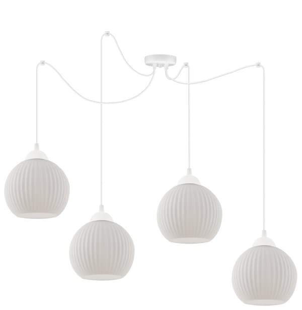 HÄNGLAMPA SPIDER RIFFLE VIT 4-FLAT VIT LAMPSKÄRMBUL E27