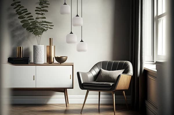 RIFLE HÆNGELAMPE SORT 4-FLAD LAMPE HVID CYLINDER E27