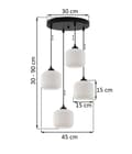Miniatyrbillede 6 af 7: RIFLE HÆNGELAMPE SORT 4-FLAD LAMPE HVID CYLINDER E27
