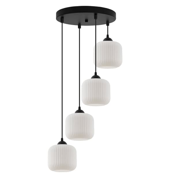 RIFLE HÆNGELAMPE SORT 4-FLAD LAMPE HVID CYLINDER E27