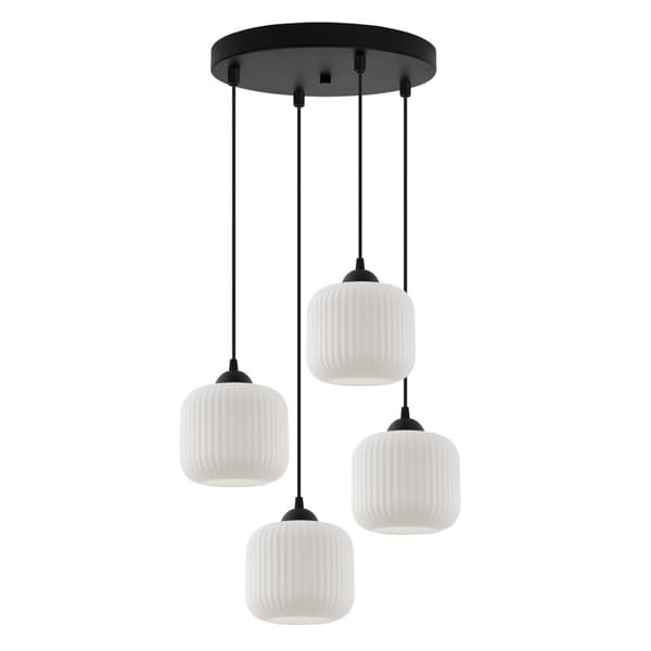 RIFLE HÆNGELAMPE SORT 4-FLAD LAMPE HVID CYLINDER E27