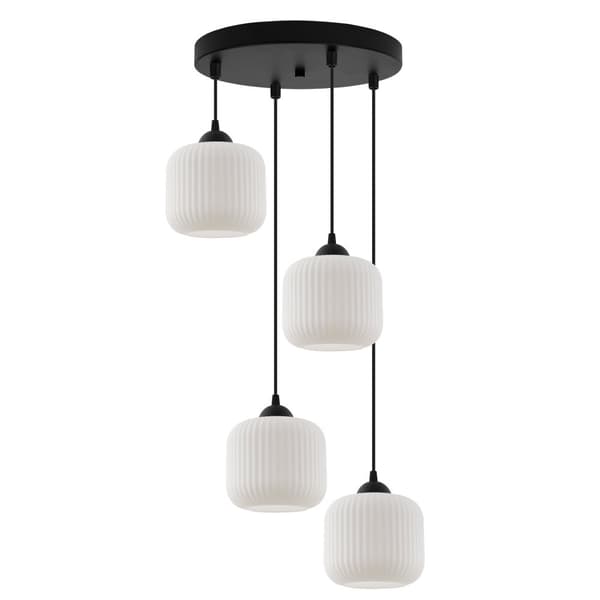 RIFLE HÆNGELAMPE SORT 4-FLAD LAMPE HVID CYLINDER E27