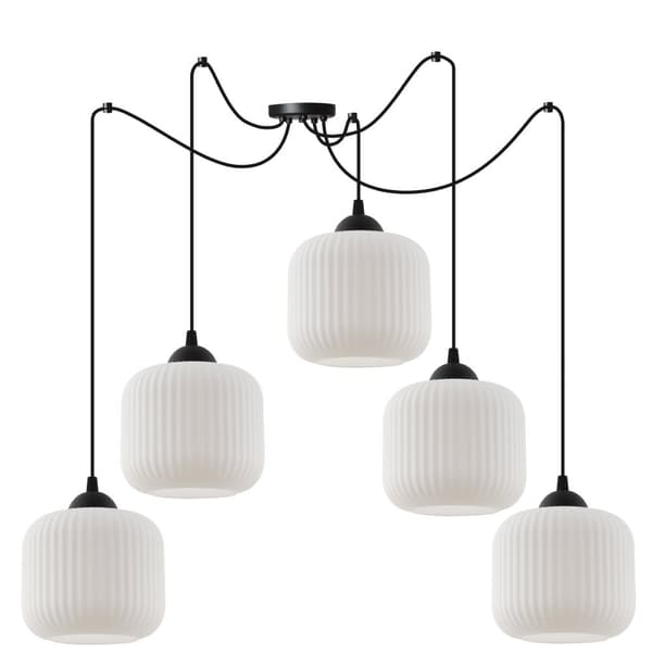 HÆNGELAMPE SPIDERRIFFEL SORT 5-PLADER LAMPE HVID CYLINDER E27