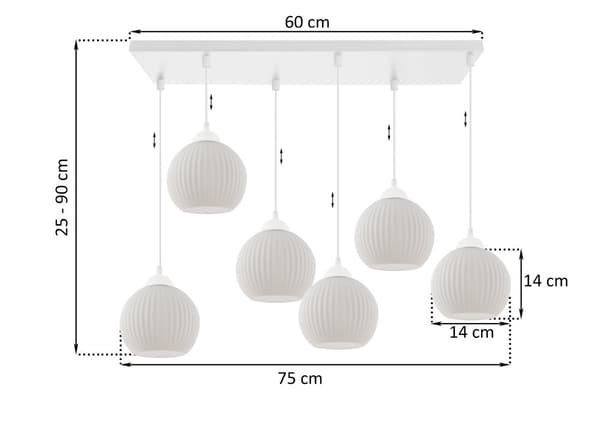 RIFFEL HÄNGLAMPA VIT 6-FLAT VIT LAMPSKÄRMBUL E27