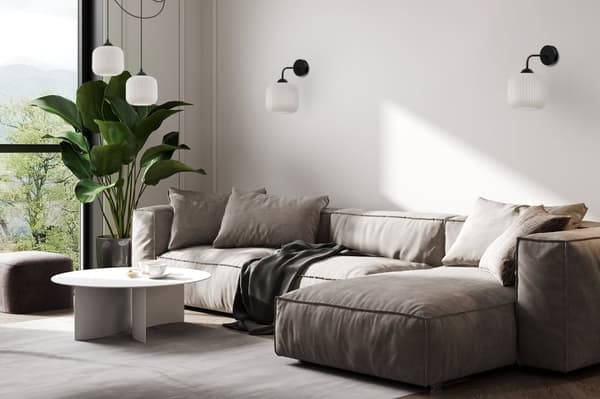 RIFFEL SVART VÄGGLAMPA 1-PLA VIT CYLINDER LAMPA E27