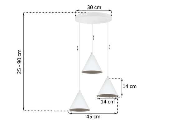 SOHO HÆNGELAMPE HVID 3-PL 14CM E14