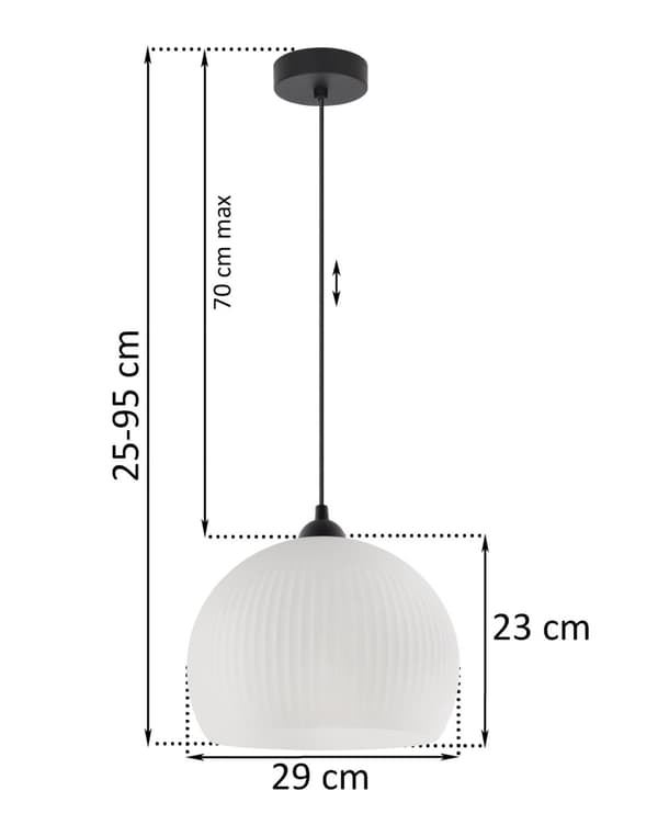 RIFFEL HÄNGLAMPA SVART 1-PLA VIT LAMPSKÄRM STOR KULA E27