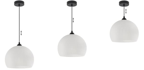RIFFEL HÄNGLAMPA SVART 1-PLA VIT LAMPSKÄRM STOR KULA E27