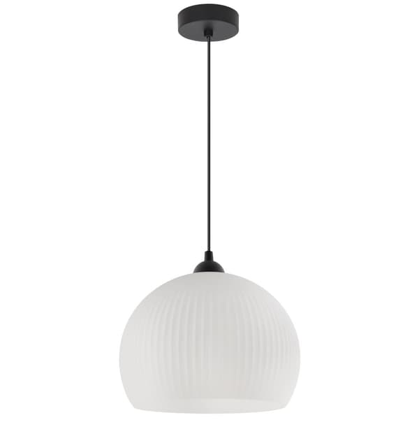 RIFFEL HÄNGLAMPA SVART 1-PLA VIT LAMPSKÄRM STOR KULA E27