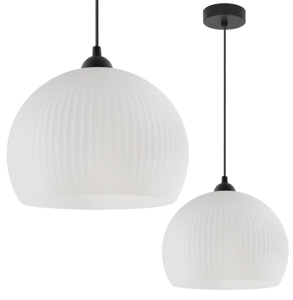RIFFEL HÄNGLAMPA SVART 1-PLA VIT LAMPSKÄRM STOR KULA E27