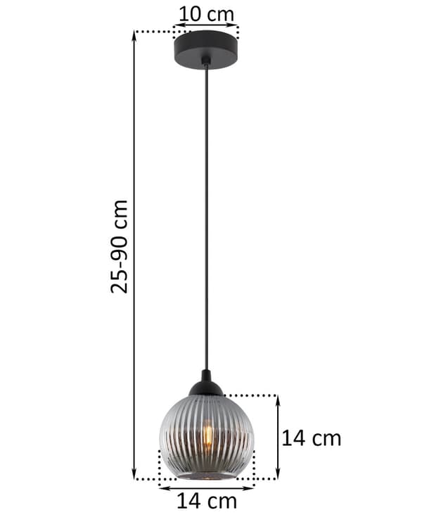 RIFFLE MUSTA RIIPPUVALAISIN 1-LEVYINEN GRAFIITTINEN LAMPUNVARJOS PALLO E27