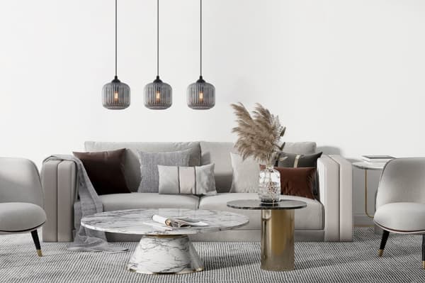 RIFFEL SVART HÄNGLAMPA 3-PLATS GRAFIT LAMPSKYLL CYLINDER E27