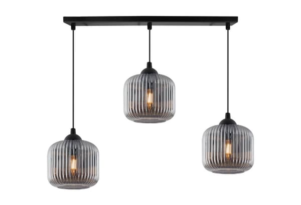 RIFFEL SVART HÄNGLAMPA 3-PLATS GRAFIT LAMPSKYLL CYLINDER E27