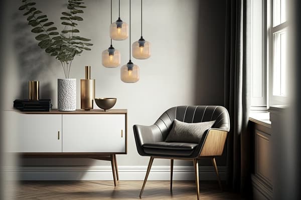 RIFFEL SVART HÄNGLAMPA 4-PLAT HONIG LAMPSKYLL CYLINDER E27