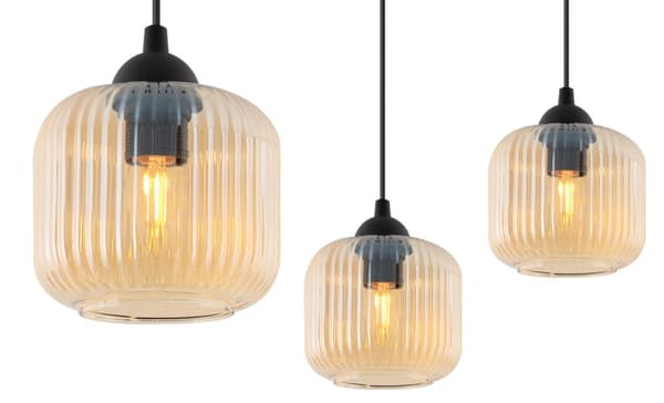 RIFFEL SVART HÄNGLAMPA 4-PLAT HONIG LAMPSKYLL CYLINDER E27