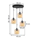 Miniatyrbild 6 av 7: RIFFEL SVART HÄNGLAMPA 4-PLAT HONIG LAMPSKYLL CYLINDER E27
