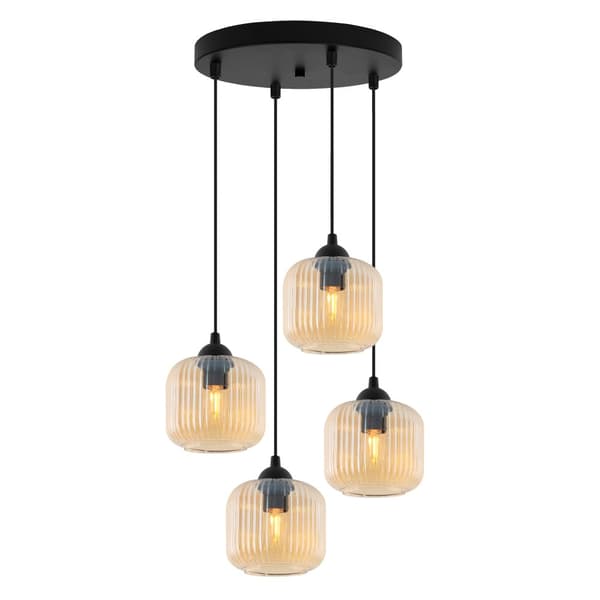 RIFFEL SVART HÄNGLAMPA 4-PLAT HONIG LAMPSKYLL CYLINDER E27