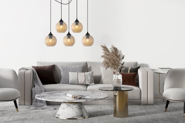 RIFFLE SPIDER HÄNGLAMPA SVART 5-PLATS HONING KULLAMPA E27