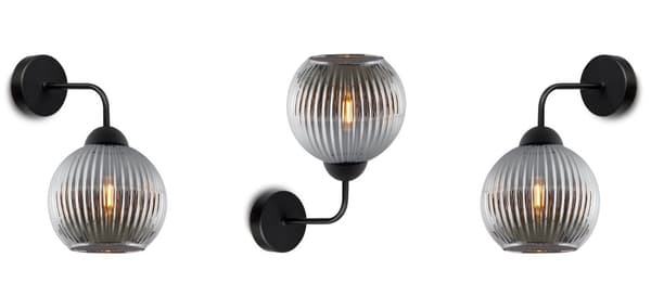 RIFFEL SVART VÄGGLAMPA 1-PLA GRAPHITE LAMPSKYDD KULA E27