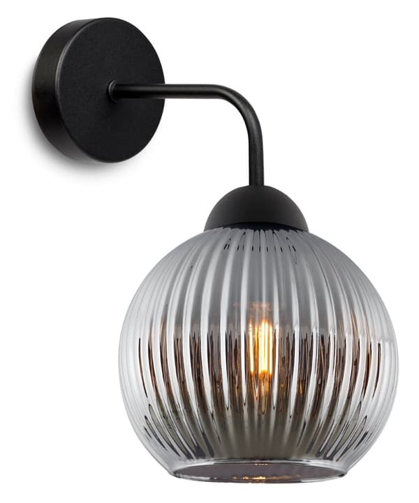 RIFFEL SVART VÄGGLAMPA 1-PLA GRAPHITE LAMPSKYDD KULA E27