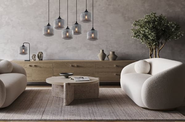 RIFFEL BORDLAMPE SORT 1-PLADE GRAFITLAMPESKÆRM CYLINDER E27