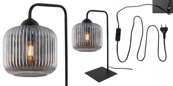 RIFFEL BORDLAMPE SORT 1-PLADE GRAFITLAMPESKÆRM CYLINDER E27