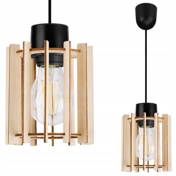 MODERN LED-TAK HÄNGLAMPA AV TRÄ