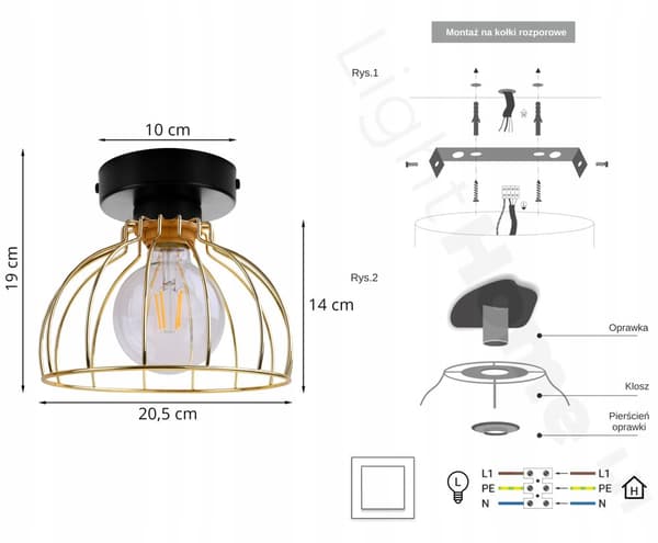 ELEGANT TAKLAMPA GULDTRÅDLAMPA LED