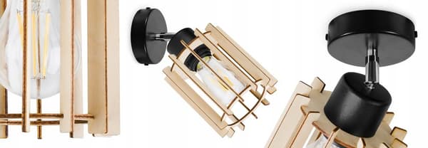 MODERN LED-TAKLAMPA AV TRÄ