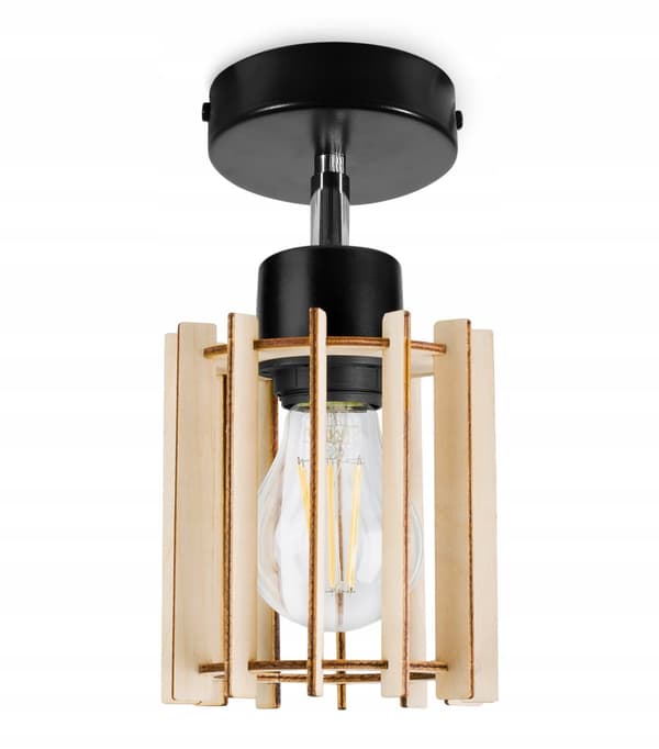 MODERN LED-TAKLAMPA AV TRÄ