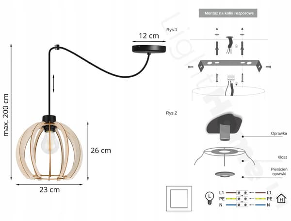 MODERNE TRÆ LED LOFT HÆNGELAMPE