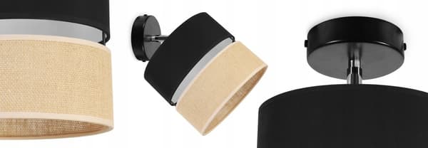 TAKLAMPA VÄGGLAMPA LAMPSKÄRM JUTE 20 CM SVART