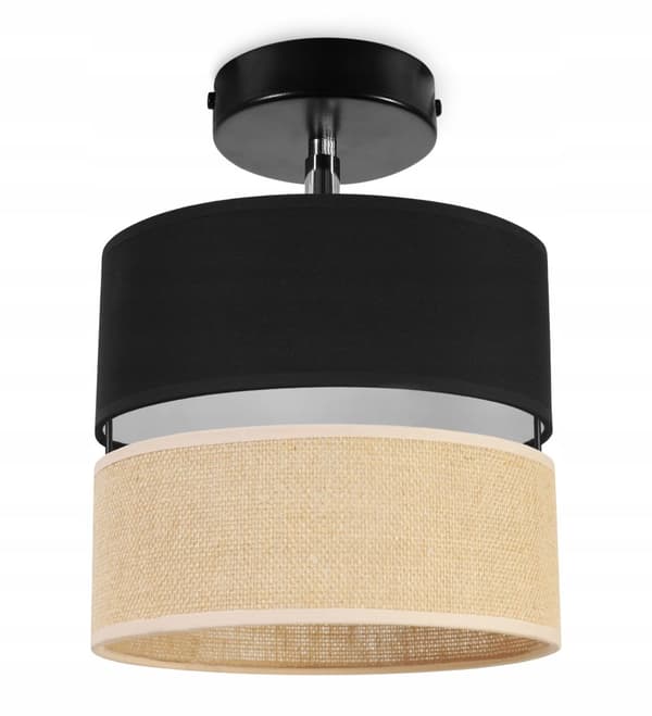 TAKLAMPA VÄGGLAMPA LAMPSKÄRM JUTE 20 CM SVART