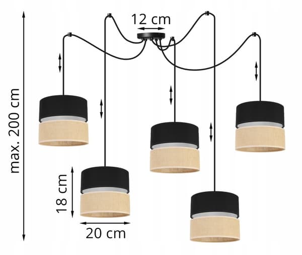 TAK HÄNGLAMPA SPIDER LAMPSKÄRM 20 CM SVART