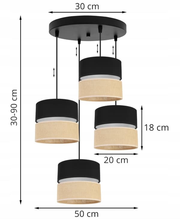HÆNGELAMPE LOFT LYSKELYSE LAMPESKÆRM 20CM SORT