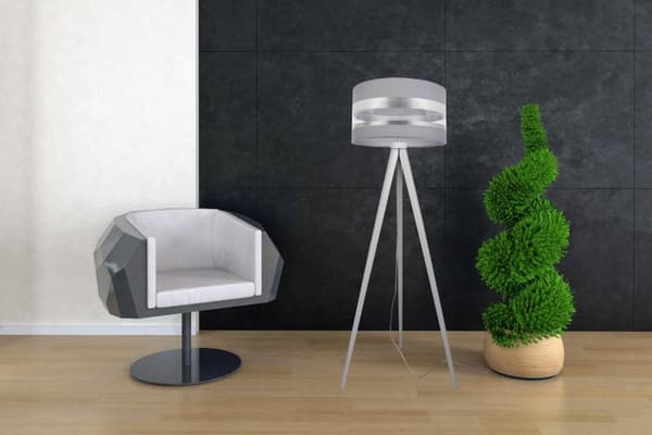 STATIV GOLVLAMPA LOFT KROM LAMPSKÄRM VAL LED